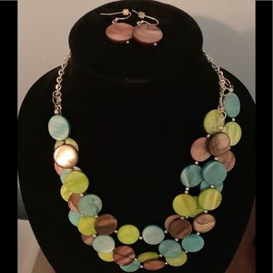 Colorful necklace and matching earrings